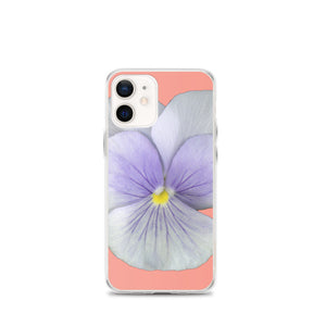 iPhone Case | Pansy Viola Flower Lavender | Flamingo Pink Background