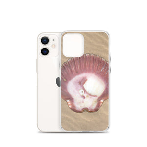 iPhone Case | Scallop Shell Magenta Left Exterior | Sand Background