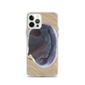 iPhone Case | Quahog Clam Shell Purple Right Interior | Sand Background