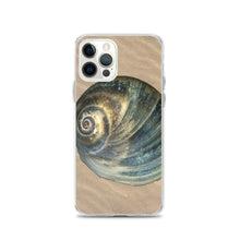 Load image into Gallery viewer, iPhone Case | Moon Snail Shell Blue Apical | Sand Background

