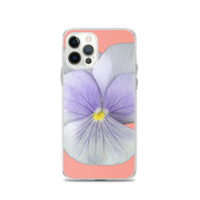 Load image into Gallery viewer, iPhone Case | Pansy Viola Flower Lavender | Flamingo Pink Background
