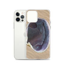 Load image into Gallery viewer, iPhone Case | Quahog Clam Shell Purple Right Interior | Sand Background
