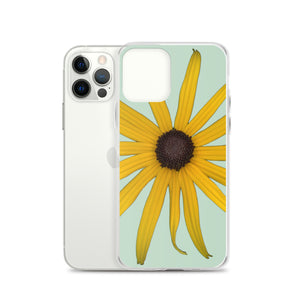 iPhone Case | Black-eyed Susan Rudbeckia Flower Yellow | Sage Background