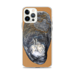 iPhone Case | Oyster Shell Blue Right Exterior | Camel Brown Background