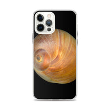 Load image into Gallery viewer, iPhone Case | Moon Snail Shell Shark&#39;s Eye Apical | Black Background
