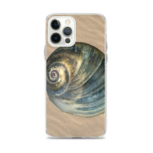 Load image into Gallery viewer, Moon Snail Shell Blue Apical | iPhone Case | Sand Background
