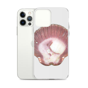 Scallop Shell Magenta Left Exterior | iPhone Case | Silver Background
