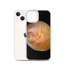 Load image into Gallery viewer, iPhone Case | Moon Snail Shell Shark&#39;s Eye Apical | Black Background
