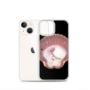 iPhone Case | Scallop Shell Magenta Left Exterior | Black Background