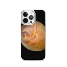 Load image into Gallery viewer, iPhone Case | Moon Snail Shell Shark&#39;s Eye Apical | Black Background
