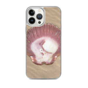 Scallop Shell Magenta Left Exterior | iPhone Case | Sand Background