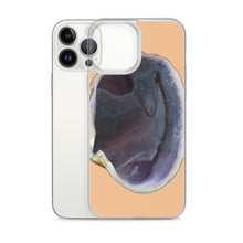 Load image into Gallery viewer, iPhone Case | Quahog Clam Shell Purple Right Interior | Desert Tan Background
