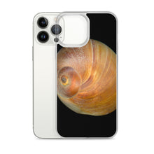 Load image into Gallery viewer, iPhone Case | Moon Snail Shell Shark&#39;s Eye Apical | Black Background
