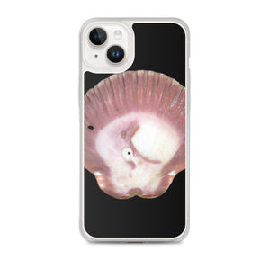 Scallop Shell Magenta Left Exterior | iPhone Case | Black Background