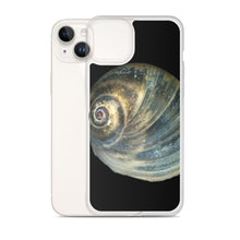 Load image into Gallery viewer, iPhone Case | Moon Snail Shell Blue Apical | Black Background
