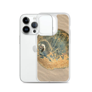 iPhone Case | Moon Snail Shell Black & Rust Apical | Sand Background