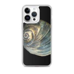 Moon Snail Shell Blue Apical | iPhone Case | Black Background
