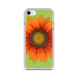 iPhone Case | Gazania Flower Orange | Pistachio Green Background