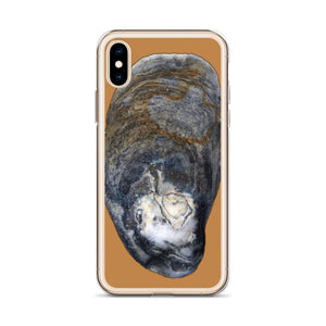 iPhone Case | Oyster Shell Blue Right Exterior | Camel Brown Background