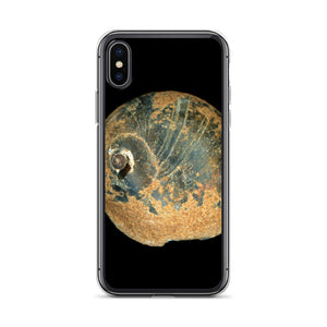 iPhone Case | Moon Snail Shell Black & Rust Apical | Black Background