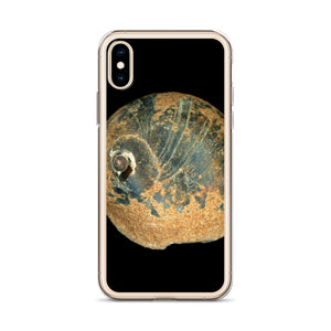 Moon Snail Shell Black & Rust Apical | iPhone Case | Black Background