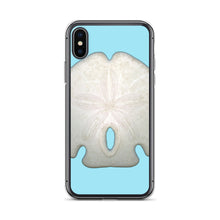 Load image into Gallery viewer, Arrowhead Sand Dollar Shell Top | iPhone Case | Sky Blue Background

