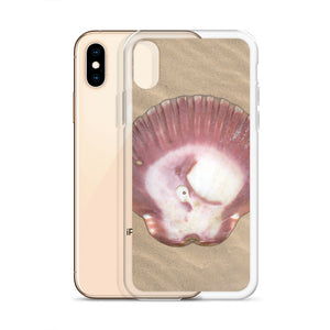 Scallop Shell Magenta Left Exterior | iPhone Case | Sand Background