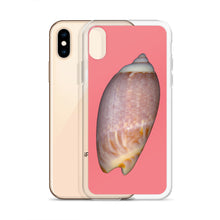 Load image into Gallery viewer, Olive Snail Shell Brown Dorsal | iPhone Case | Salmon Background

