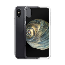 Load image into Gallery viewer, iPhone Case | Moon Snail Shell Blue Apical | Black Background

