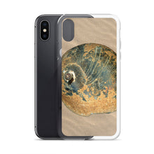 Load image into Gallery viewer, Moon Snail Shell Black &amp; Rust Apical | iPhone Case | Sand Background
