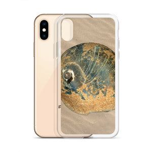 Moon Snail Shell Black & Rust Apical | iPhone Case | Sand Background