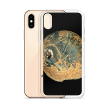 Load image into Gallery viewer, Moon Snail Shell Black &amp; Rust Apical | iPhone Case | Black Background
