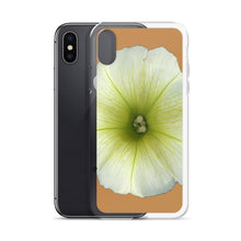 Load image into Gallery viewer, iPhone Case | Petunia Flower Yellow-Green | Camel Brown Background
