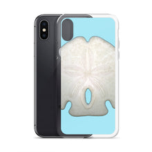Load image into Gallery viewer, iPhone Case | Arrowhead Sand Dollar Shell Top | Sky Blue Background

