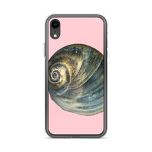 Load image into Gallery viewer, Moon Snail Shell Blue Apical | iPhone Case | Pink Background
