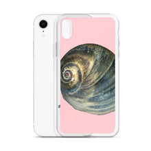 Load image into Gallery viewer, Moon Snail Shell Blue Apical | iPhone Case | Pink Background
