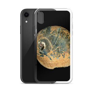 Moon Snail Shell Black & Rust Apical | iPhone Case | Black Background