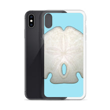 Load image into Gallery viewer, Arrowhead Sand Dollar Shell Top | iPhone Case | Sky Blue Background
