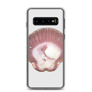 Samsung Phone Case | Scallop Shell Magenta Left Exterior | Silver Background