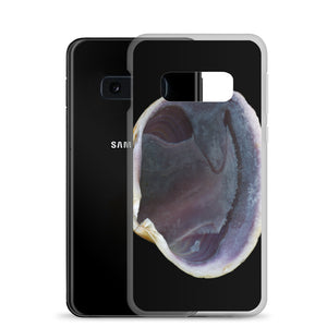 Samsung Phone Case | Quahog Clam Shell Purple Right Interior | Black Background