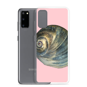 Samsung Phone Case | Moon Snail Shell Blue Apical | Pink Background