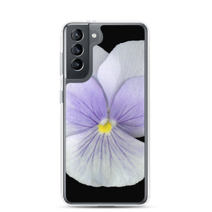 Samsung Phone Case | Pansy Viola Flower Lavender | Black Background