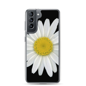 Samsung Phone Case | Shasta Daisy Flower White | Black Background