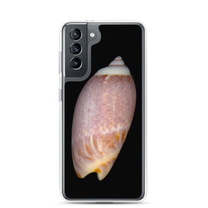 Samsung Phone Case | Olive Snail Shell Brown Dorsal | Black Background
