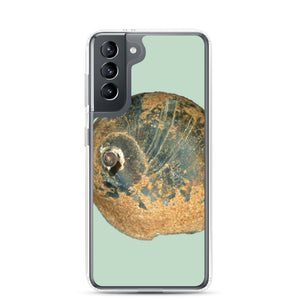 Samsung Phone Case | Moon Snail Shell Black & Rust Apical | Sage Background
