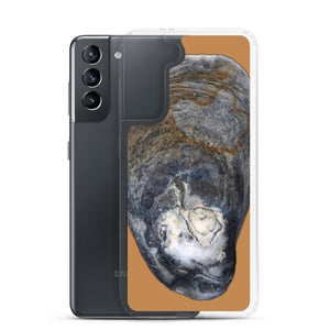 Oyster Shell Blue Right Exterior | Samsung Phone Case | Camel Brown Background