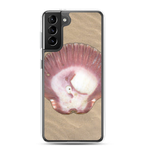 Scallop Shell Magenta Left Exterior | Samsung Phone Case | Sand Background
