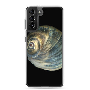 Samsung Phone Case | Moon Snail Shell Blue Apical | Black Background