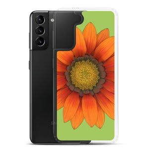 Gazania Flower Orange | Samsung Phone Case | Pistachio Green Background