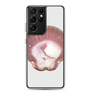 Samsung Phone Case | Scallop Shell Magenta Left Exterior | Silver Background